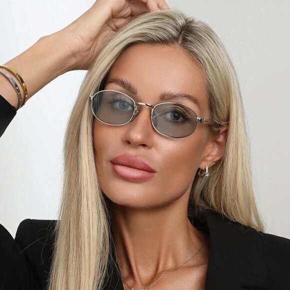 Prada Women Sunglasses Silver Azure Oval PRB53S 1BC40N NEW AUTHENTIC main image 11